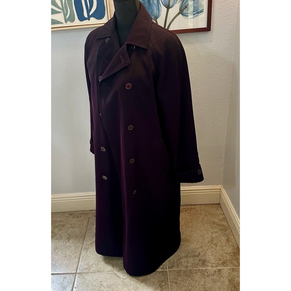 Vintage Preston & York Womens Size 6 Long Pea Coat Duster Overcoat Eggplant - Picture 2 of 10